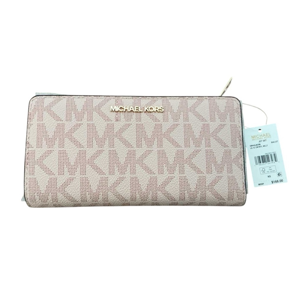 Michael Kors Jet Set Travel Zip Around Wallet Logo Print